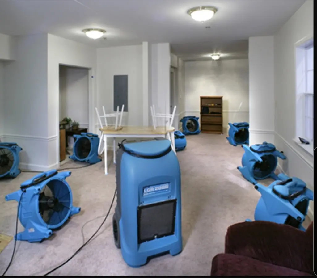 Air movers and dehumidifier setup for Water Damage Restoration in South Salt Lake